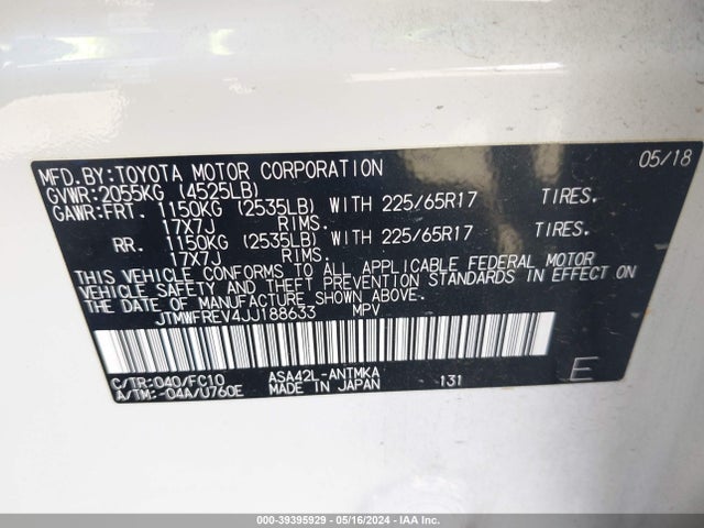 Toyota Rav4 Xle 2018 JTMWFREV4JJ188633 Image 9