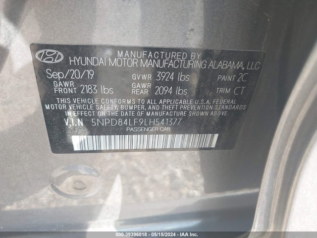Hyundai Elantra Value Edition 2020 5NPD84LF9LH541377 Image 9