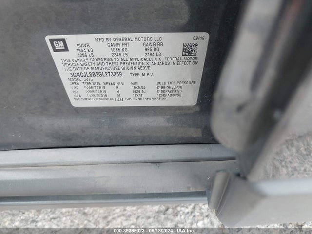 Chevrolet Trax Lt 2016 3GNCJLSB2GL273259 Image 9
