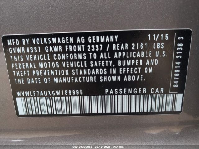WVWLF7AUXGW189995 Volkswagen Golf R 4-door