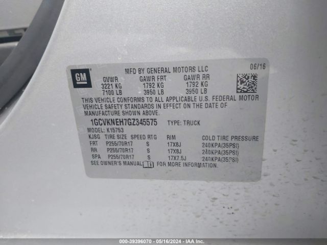 1GCVKNEH7GZ345575 Chevrolet Silverado 1500 Wt