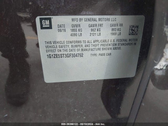 Chevrolet MALIBU 1LT 2016 1G1ZE5ST3GF304792 Image 9