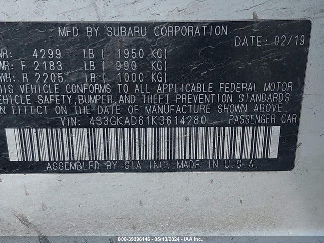 Subaru Impreza 2.0i Premium 2019 4S3GKAD61K3614280 Image 9