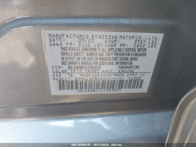 Nissan Sentra S Xtronic Cvt 2020 3N1AB8BV7LY303229 Image 9