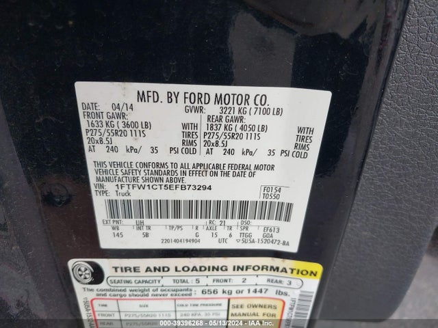 Ford F-150 FX2 2014 1FTFW1CT5EFB73294 Image 9