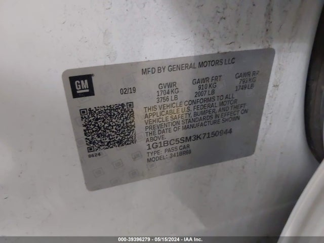 Chevrolet CRUZE LS 2019 1G1BC5SM3K7150944 Image 9