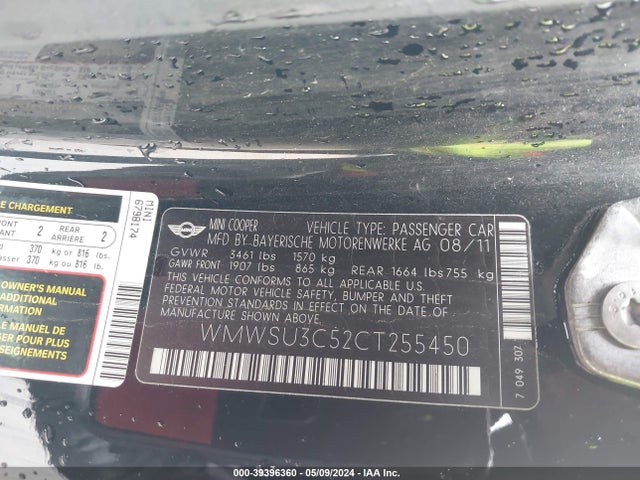 2012 MINI COOPER WMWSU3C52CT255450 Photo 8