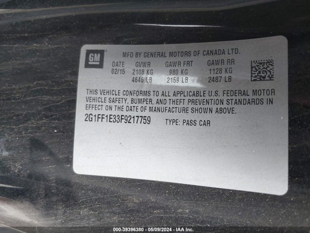 Chevrolet Camaro 2lt 2015 2G1FF1E33F9217759 Image 9