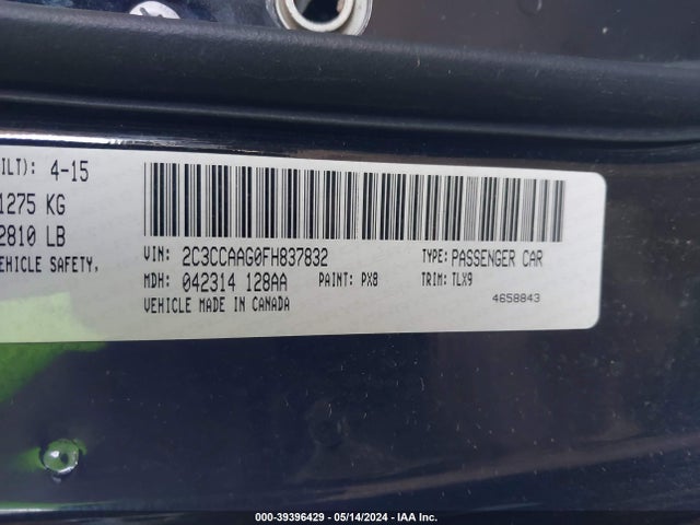 2C3CCAAG0FH837832 Chrysler 300 Limited