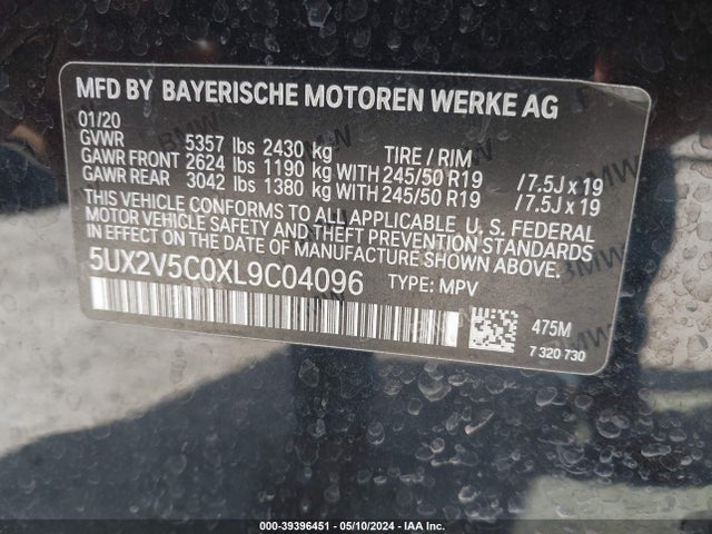 BMW X4 M40i 2020 5UX2V5C0XL9C04096 Image 9
