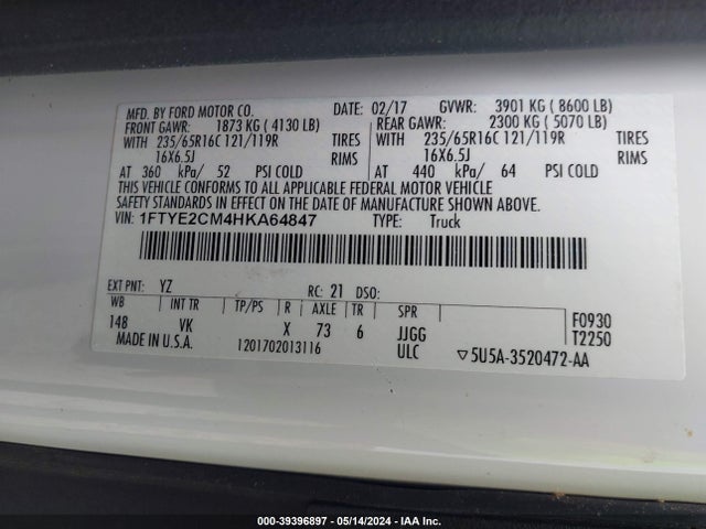 Ford Transit-150 2017 1FTYE2CM4HKA64847 Image 9