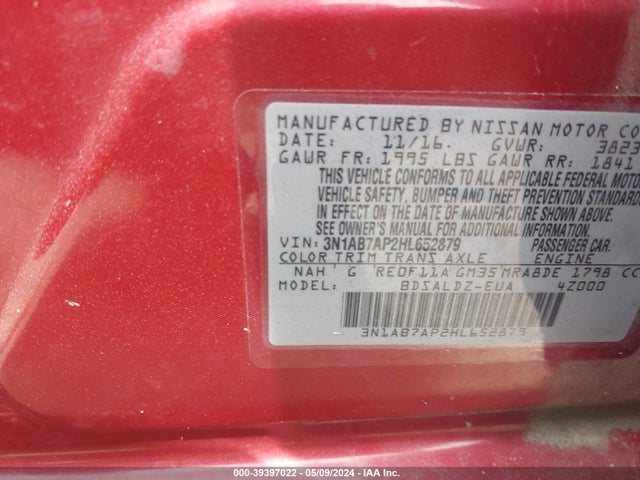 Nissan SENTRA SV 2017 3N1AB7AP2HL652879 Image 9