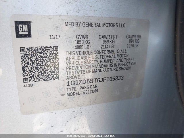 Chevrolet MALIBU LT 2018 1G1ZD5ST6JF165333 Image 9