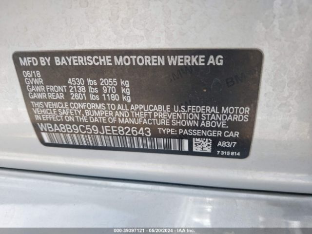 WBA8B9C59JEE82643 BMW 330I