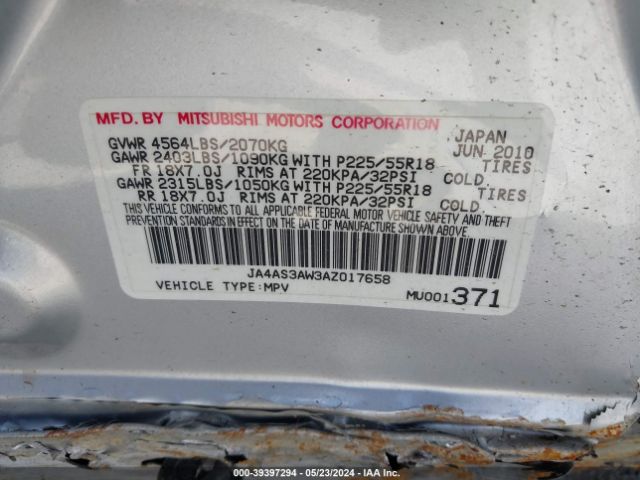 2010 MITSUBISHI OUTLANDER JA4AS3AW3AZ017658 Photo 8