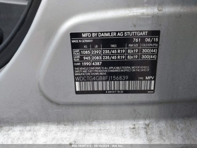 WDCTG4GB8FJ156839 Mercedes-Benz Gla 250 4matic