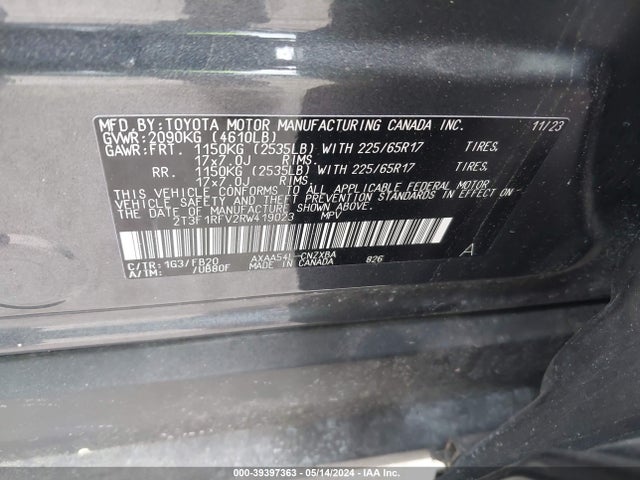 Toyota RAV4 LE 2024 2T3F1RFV2RW419023 Image 9