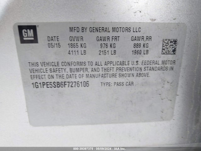 Chevrolet Cruze 2lt Auto 2015 1G1PE5SB6F7276106 Image 9