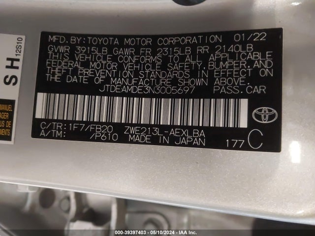 Toyota Corolla Hybrid Le 2022 JTDEAMDE3N3005697 Image 9