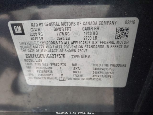 2GKFLUEK1G6271576 GMC Terrain Slt