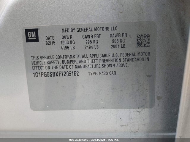 Chevrolet CRUZE LTZ 2015 1G1PG5SBXF7205162 Image 9