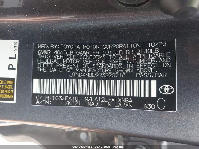 Toyota COROLLA SE 2024 JTND4MBE9R3220718 Image 9