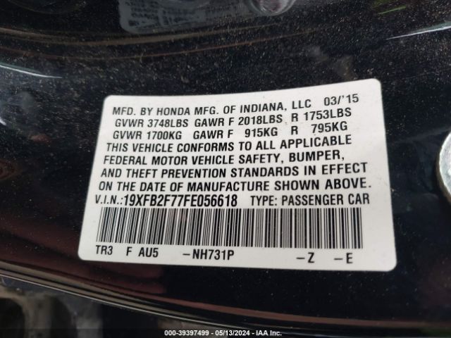 19XFB2F77FE056618 Honda CIVIC SE