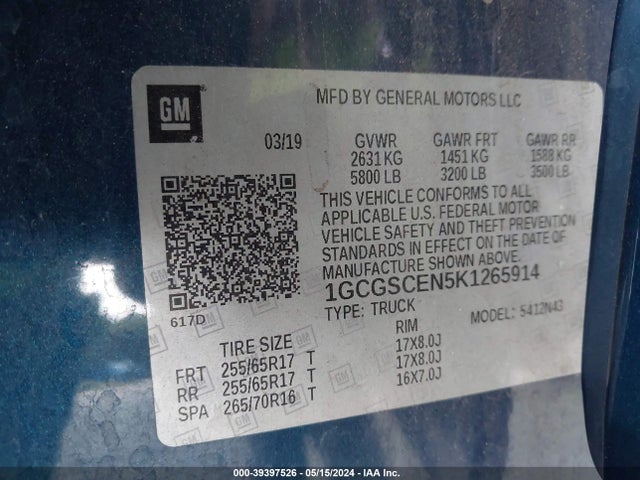 Chevrolet Colorado Lt 2019 1GCGSCEN5K1265914 Image 9