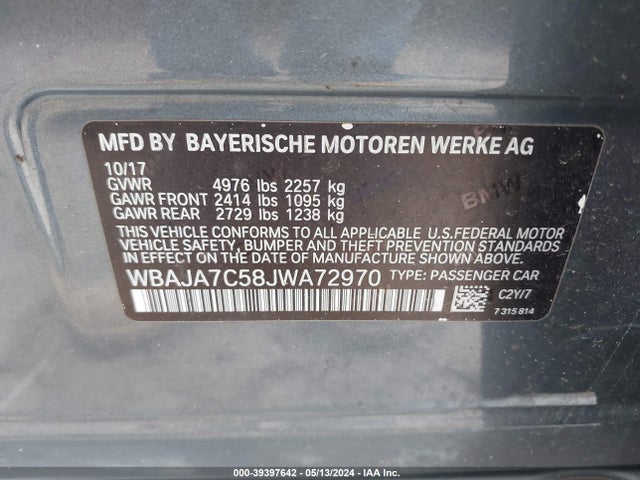 WBAJA7C58JWA72970 BMW 530i Xdrive