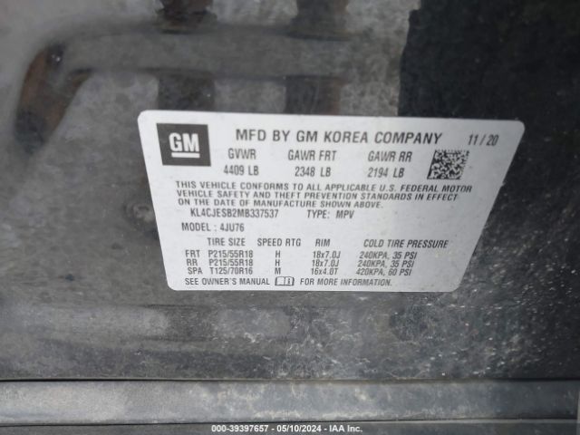 KL4CJESB2MB337537 Buick Encore Awd Preferred