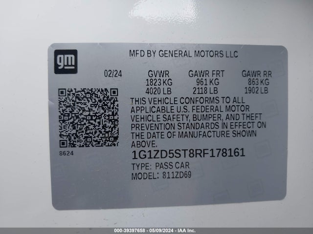 Chevrolet MALIBU LT 2024 1G1ZD5ST8RF178161 Image 9