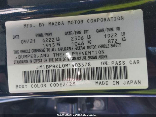 JM1BPBKL0M1403578 Mazda Mazda3 Select