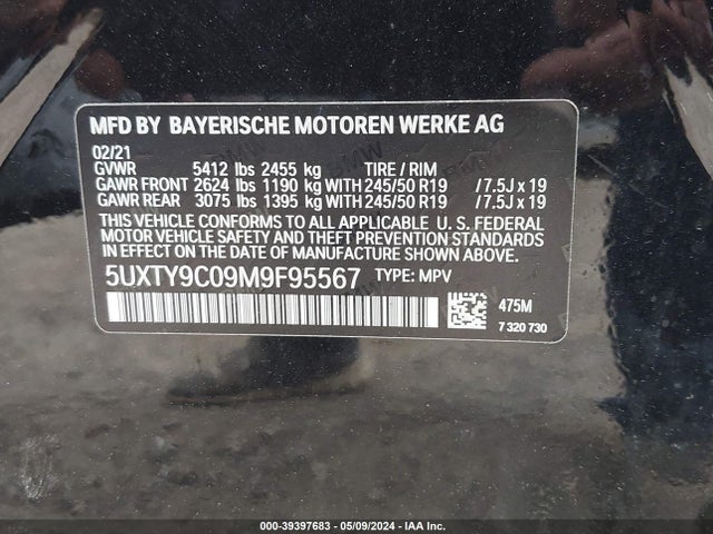 5UXTY9C09M9F95567 BMW X3 M40i