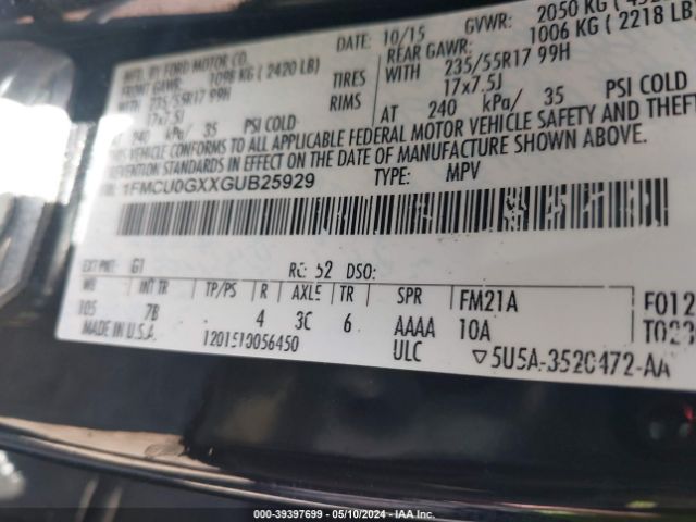 1FMCU0GXXGUB25929 Ford ESCAPE SE