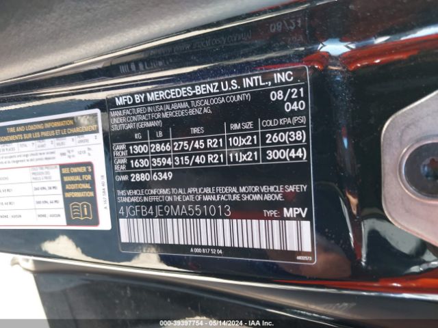 4JGFB4JE9MA551013 Mercedes-Benz GLE 350