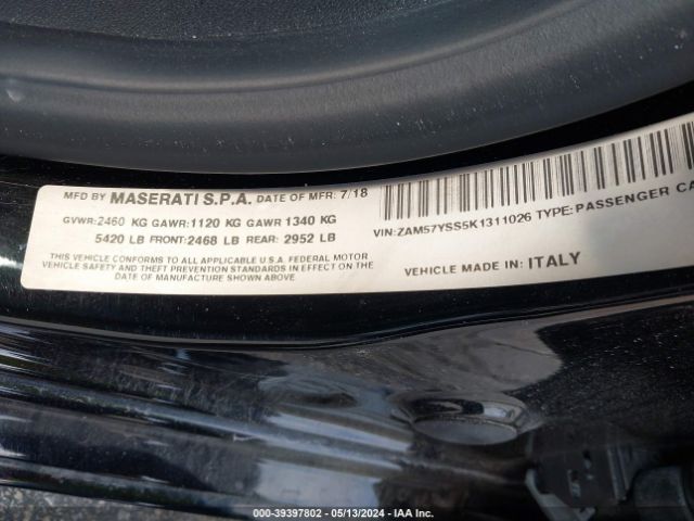 ZAM57YSS5K1311026 Maserati Ghibli S Gransport