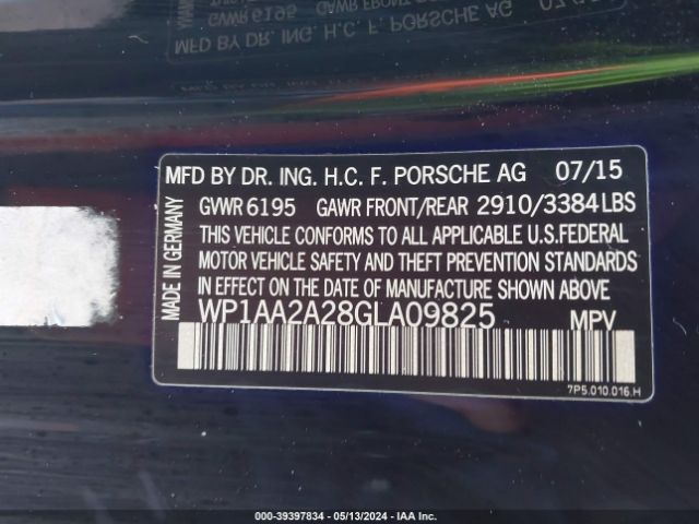 WP1AA2A28GLA09825 Porsche Cayenne