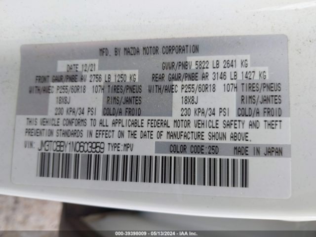 JM3TCBBY1N0603959 Mazda CX-9 SPORT