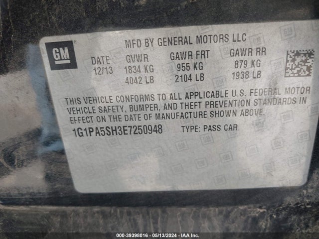 Chevrolet Cruze Ls Auto 2014 1G1PA5SH3E7250948 Image 9
