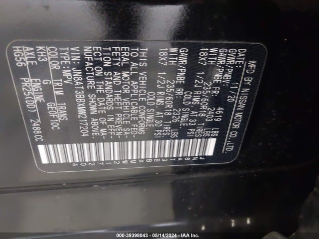 Nissan Rogue Sv Intelligent Awd 2021 JN8AT3BBXMW217204 Image 9