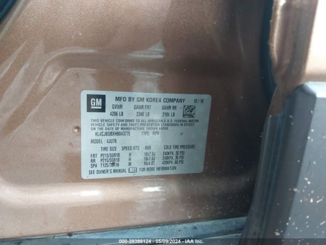 KL4CJBSBXHB043775 Buick Encore Preferred Ii