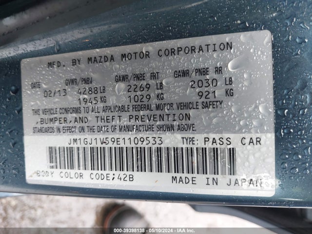 Mazda Mazda6 I Touring 2014 JM1GJ1V59E1109533 Image 9