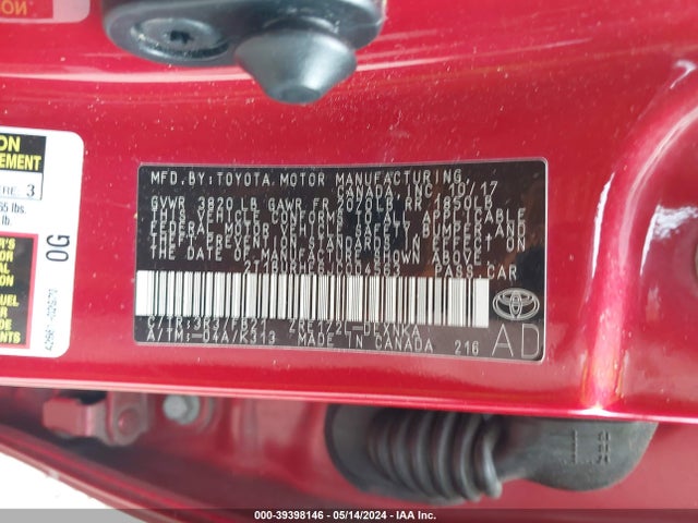 Toyota COROLLA LE 2018 2T1BURHE6JC004563 Image 9