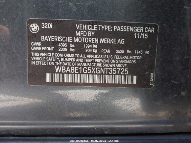 WBA8E1G5XGNT35725 BMW 320i