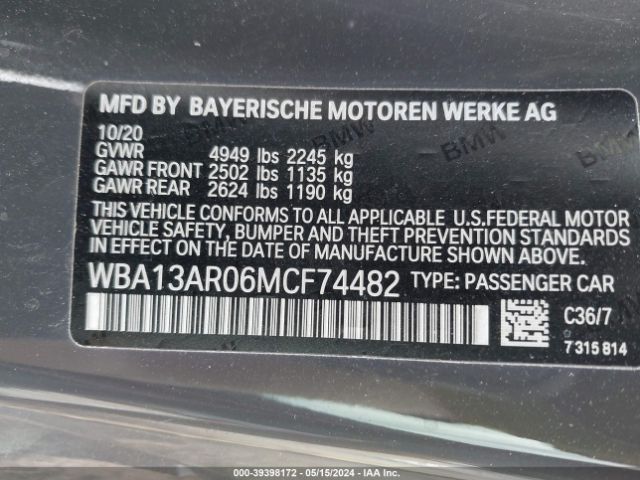 WBA13AR06MCF74482 BMW M440i Xdrive