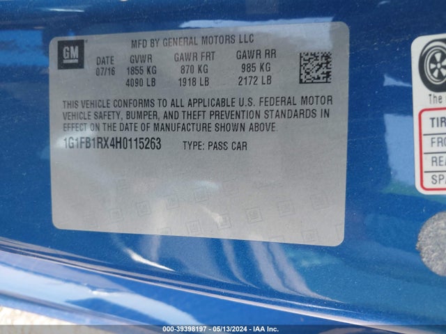 Chevrolet Camaro 1lt 2017 1G1FB1RX4H0115263 Image 9