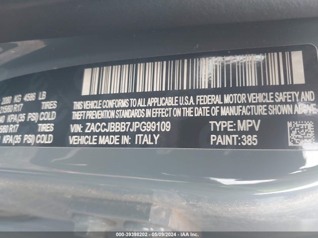 ZACCJBBB7JPG99109 Jeep Renegade Latitude 4x4
