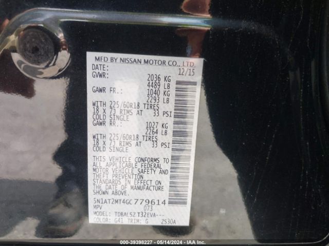 5N1AT2MT4GC779614 Nissan Rogue Sl