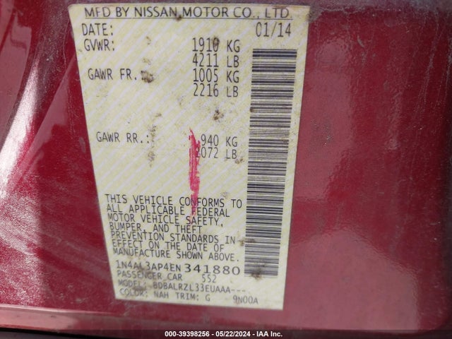 Nissan Altima 2.5 S 2014 1N4AL3AP4EN341880 Image 9