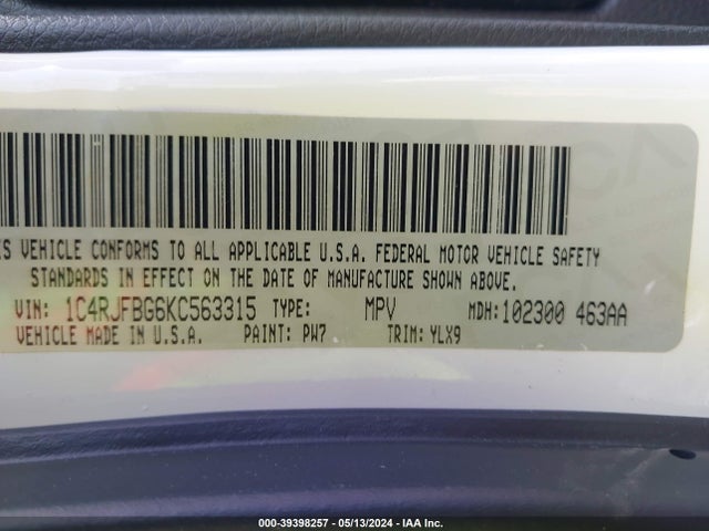 1C4RJFBG6KC563315 Jeep Grand Cherokee Limited X 4x4